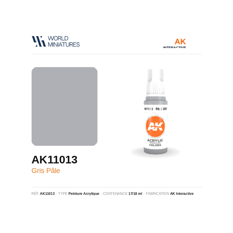 AK Interactive AK11013 – Peinture Acrylique Gris Pâle – 17 ml