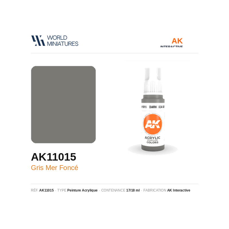 AK Interactive AK11015 – Peinture Acrylique Gris Mer Foncé – 17 ml
