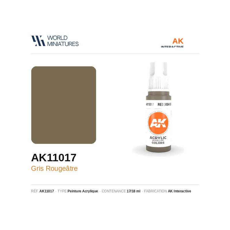 AK Interactive AK11017 – Peinture Acrylique Gris Rougeâtre – 17 ml