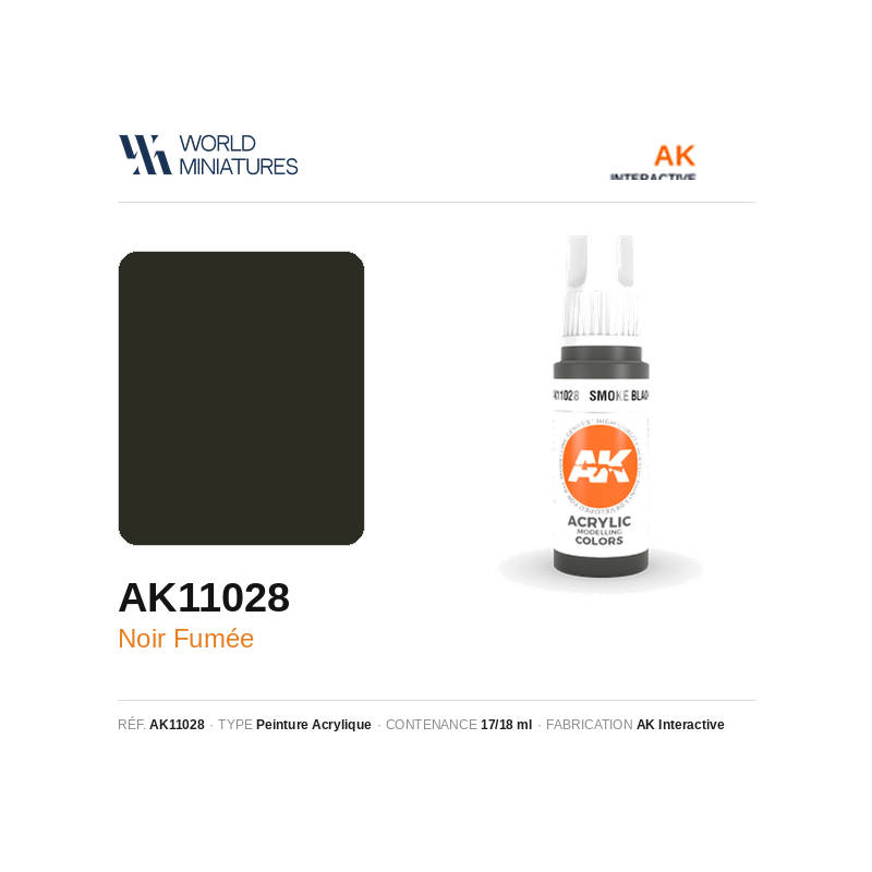 AK Interactive AK11028 – Peinture Acrylique Noir Fumée – 17 ml