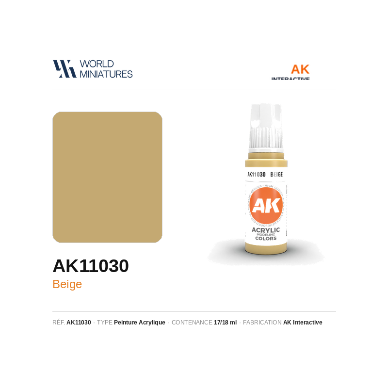 AK Interactive AK11030 – Peinture Acrylique Beige (17 ml)