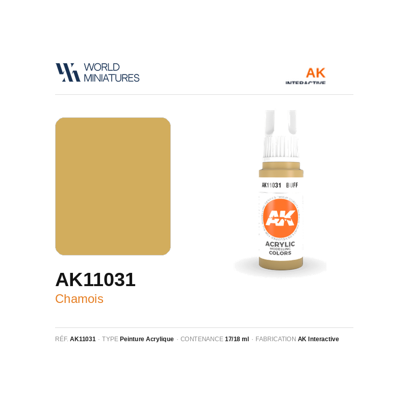 AK Interactive AK11031 – Peinture Acrylique Chamois (17 ml)