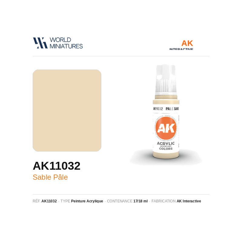 AK Interactive AK11032 – Peinture Acrylique Sable Pâle (17 ml)