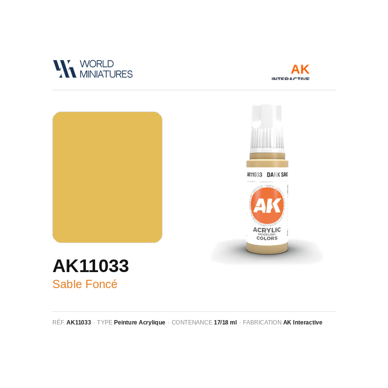 AK Interactive AK11033 – Peinture Acrylique Sable Foncé (17 ml)