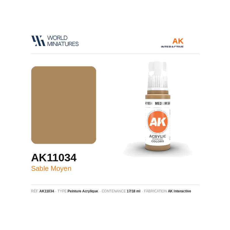 AK Interactive AK11034 – Peinture Acrylique Sable Moyen (17 ml)