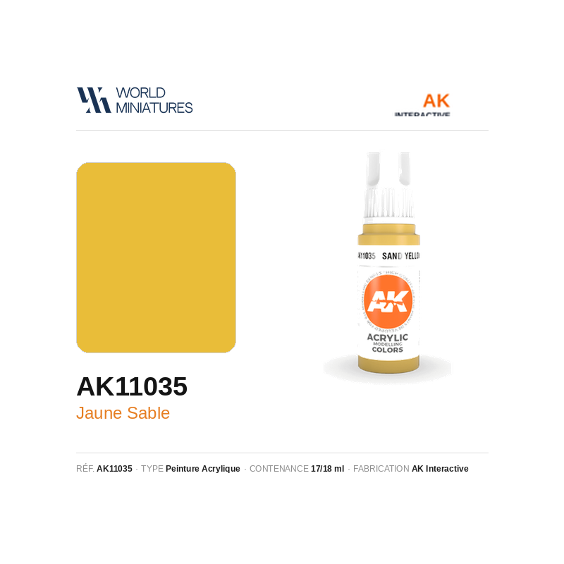 AK Interactive AK11035 – Peinture Acrylique Jaune Sable (17 ml)