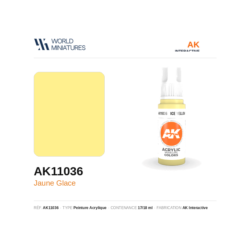 AK Interactive AK11036 – Peinture Acrylique Jaune Glace (17 ml)