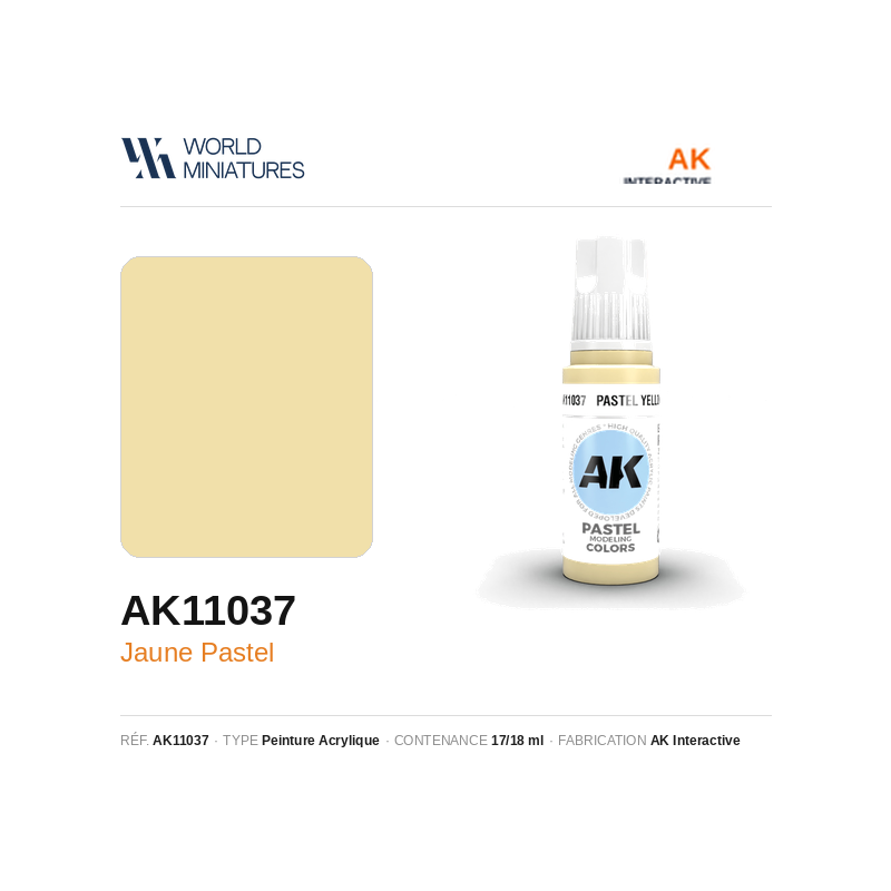 AK Interactive AK11037 – Peinture Acrylique Jaune Pastel (17 ml)