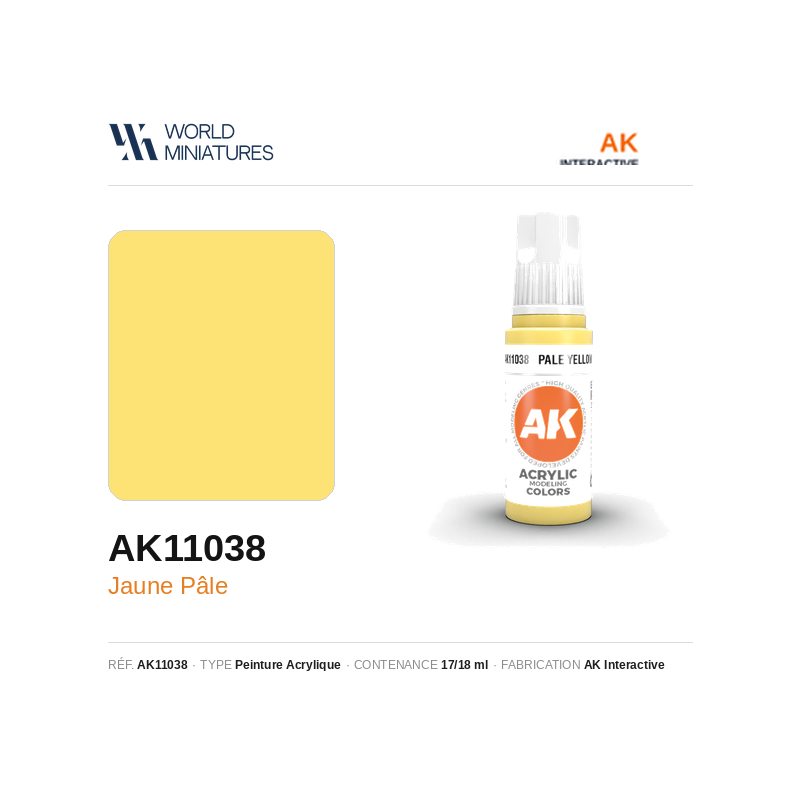 AK Interactive AK11038 - Peinture Acrylique Jaune Pâle (17 ml)