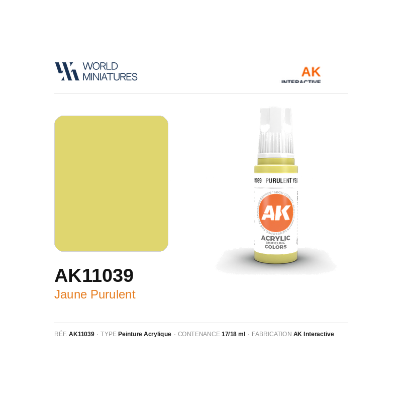 AK Interactive AK11039 – Peinture Acrylique Jaune Purulent (17 ml)
