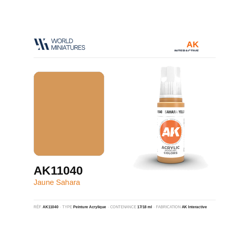 AK Interactive AK11040 – Peinture Acrylique Jaune Sahara (17 ml)
