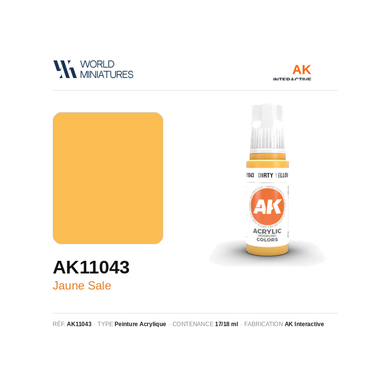 AK Interactive AK11043 – Peinture Acrylique Jaune Sale (17 ml)