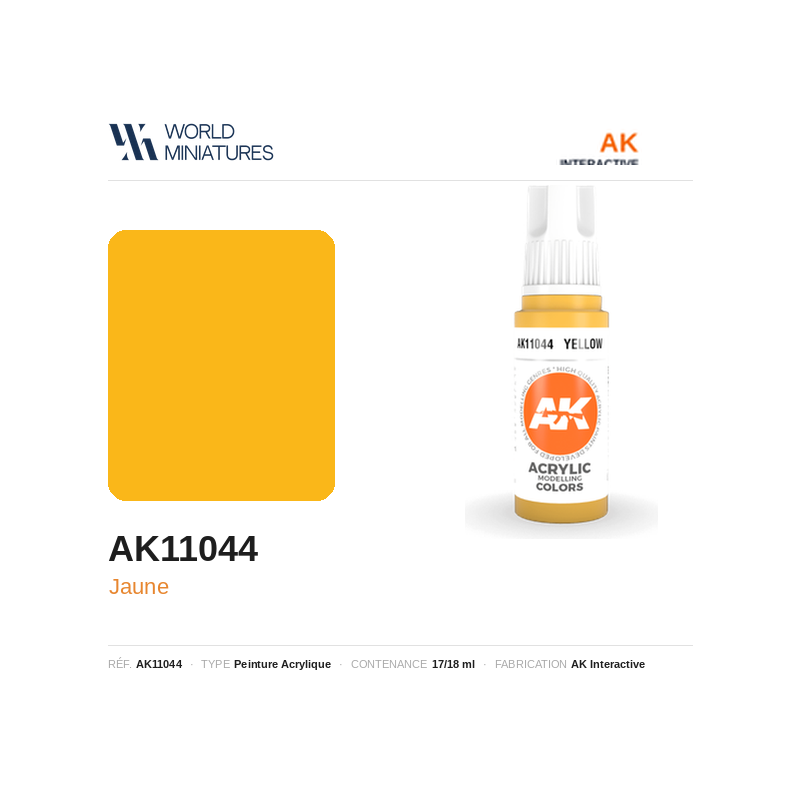 AK Interactive AK11044 – Peinture Acrylique Jaune (17 ml)