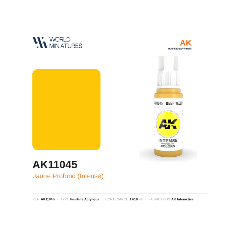 AK Interactive AK11045 – Peinture Acrylique Jaune Profond (17 ml)