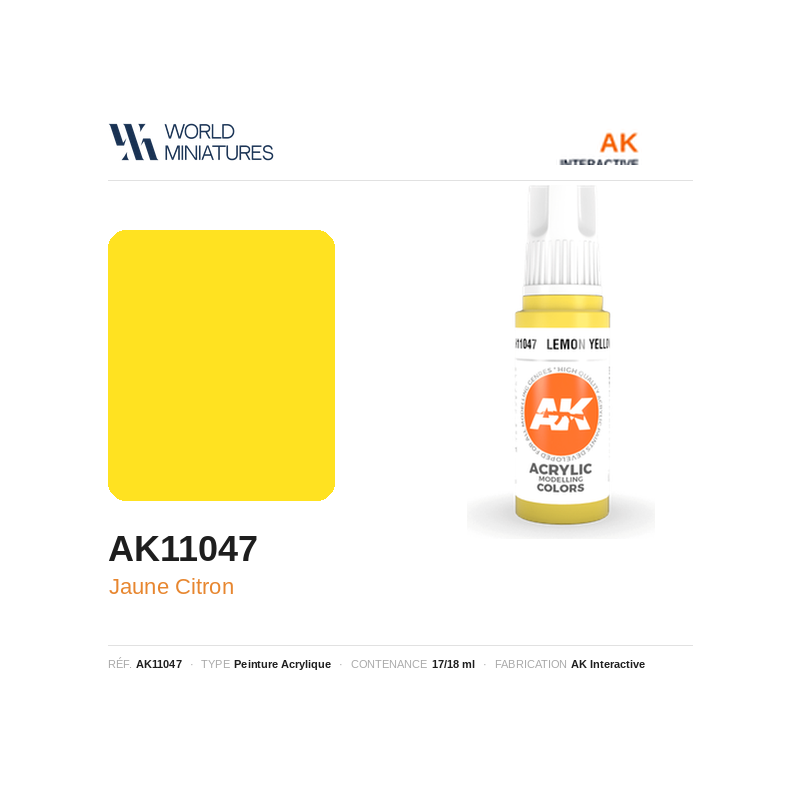 AK Interactive AK11047 – Peinture Acrylique Jaune Citron (17 ml)