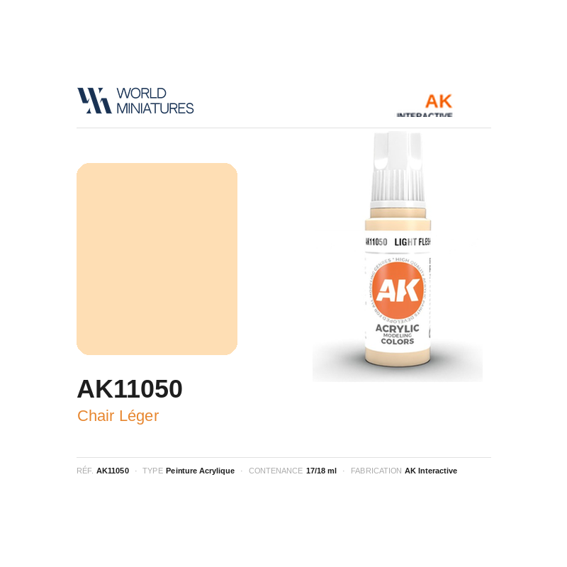 AK Interactive AK11050 – Peinture Acrylique Chair Léger (17 ml)