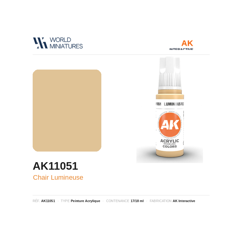 AK Interactive AK11051 – Peinture Acrylique Chair Lumineuse (17 ml)