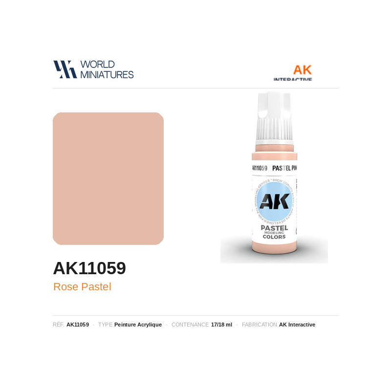 AK Interactive AK11059 – Peinture Acrylique Rose Pastel – 17 ml