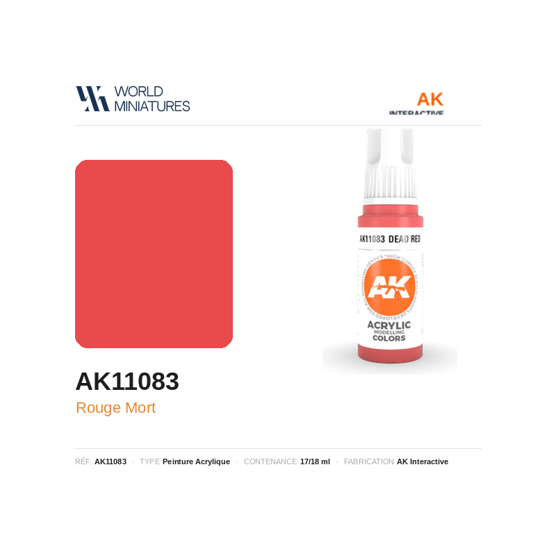 AK Interactive AK11083 – Peinture Acrylique Rouge Mort (17 ml)