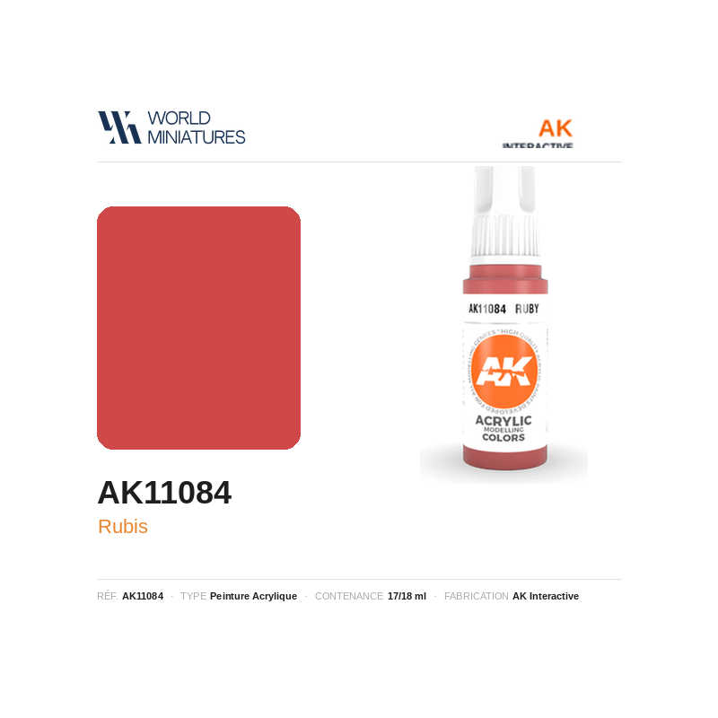 AK Interactive AK11084 – Peinture Acrylique Rubis (17 ml)