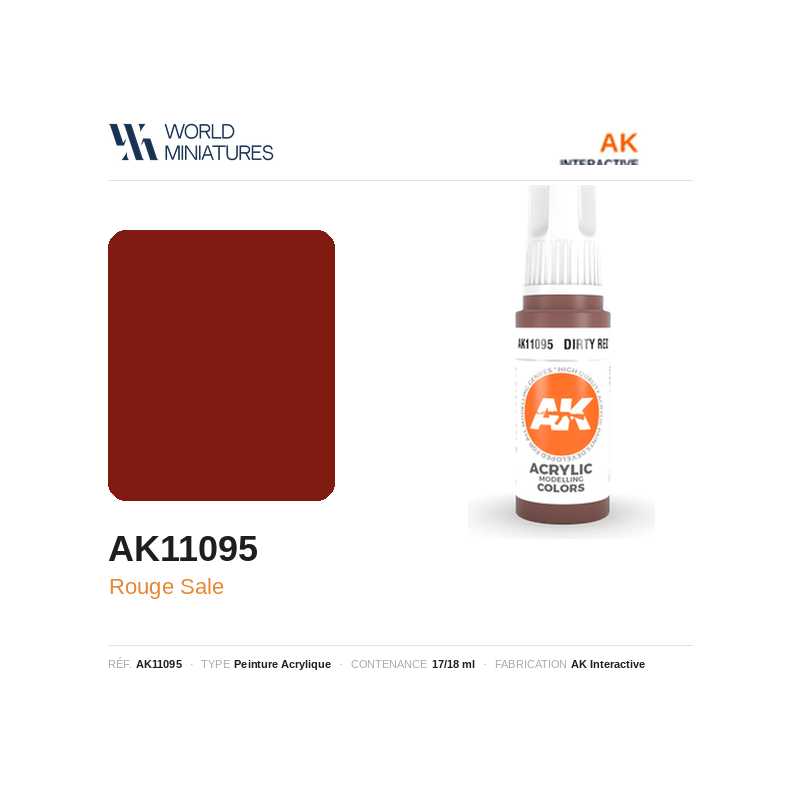 AK Interactive AK11095 – Peinture Acrylique Rouge Sale (17 ml)