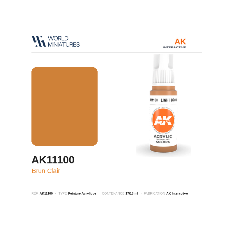 AK Interactive AK11100 – Peinture Acrylique Brun Clair – 17 ml