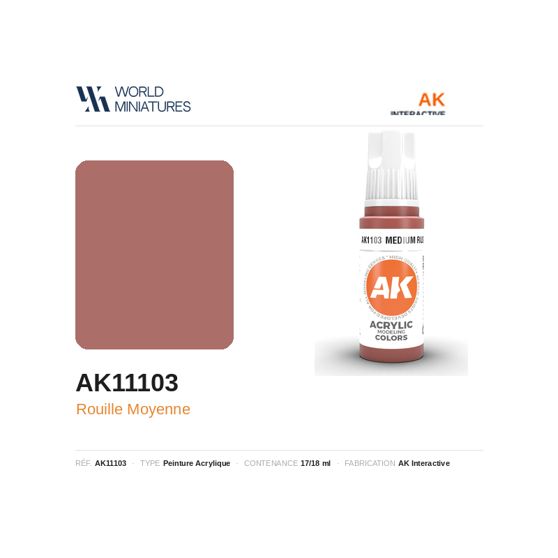 AK Interactive AK11103 – Peinture Acrylique Rouille Moyenne – 17 ml