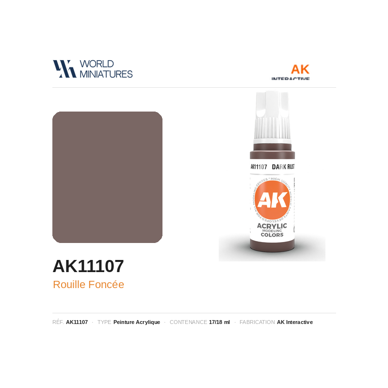 AK Interactive AK11107 – Peinture Acrylique Rouille Foncée – 17 ml