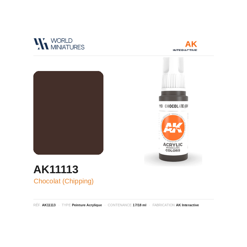 AK Interactive AK11113 – Peinture Acrylique Chocolat (Chipping) – 17 ml