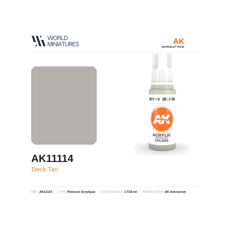 AK Interactive AK11114 – Peinture Acrylique Deck Tan – 17 ml