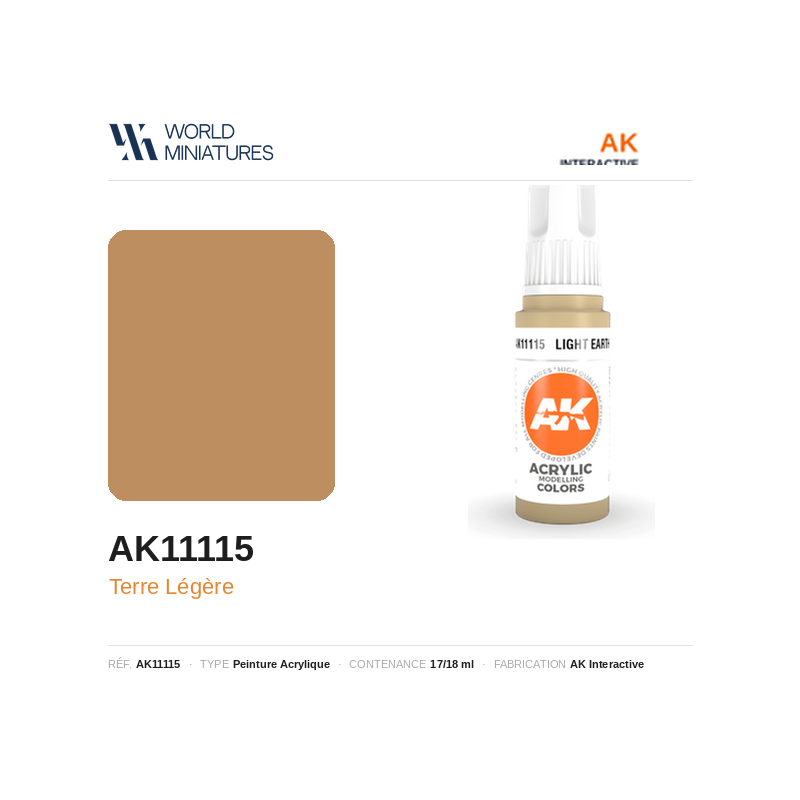 AK Interactive AK11115 – Peinture Acrylique Terre Légère – 17 ml