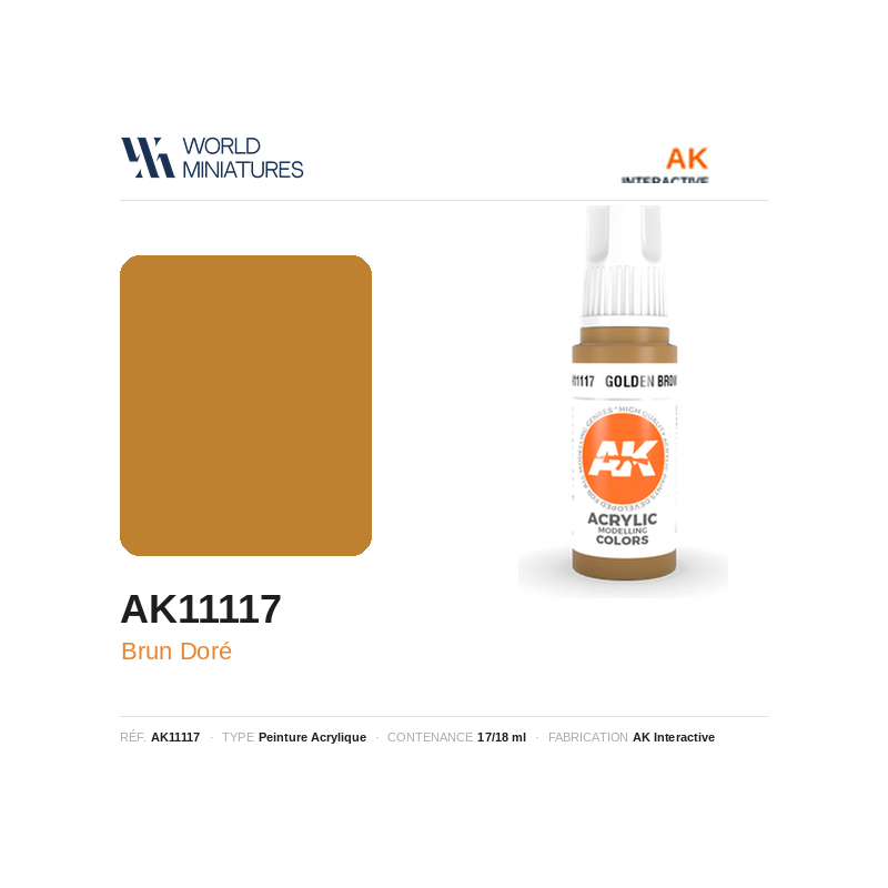 AK Interactive AK11117 – Peinture Acrylique Brun Doré – 17 ml
