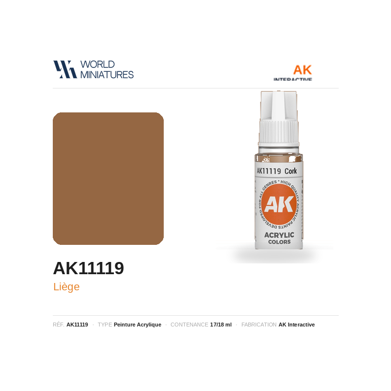 AK Interactive AK11119 – Peinture Acrylique Liége – 17 ml