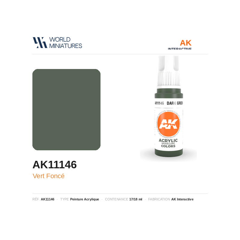 AK Interactive AK11146 – Peinture Acrylique Vert Foncé – 17 ml