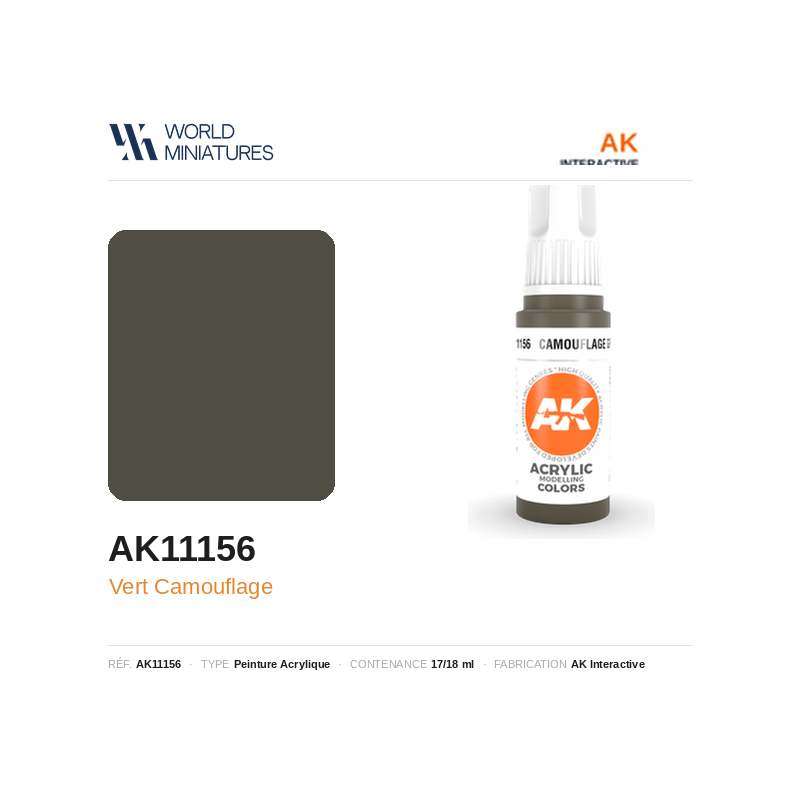 AK Interactive AK11156 – Peinture Acrylique Vert Camouflage – 17 ml