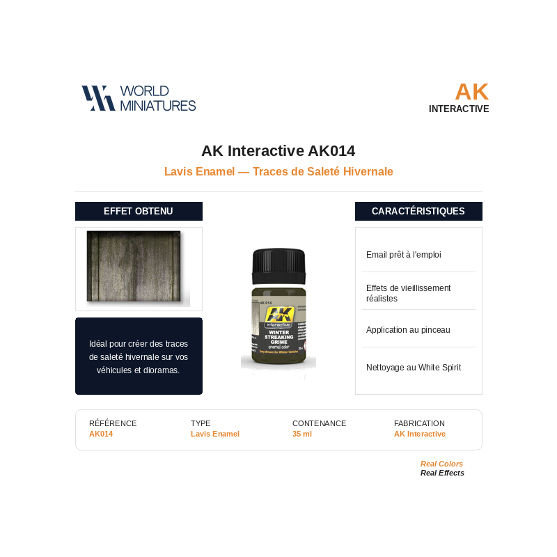 AK Interactive AK014 – Lavis Enamel “Traces de saleté hivernale” – 35 ml
