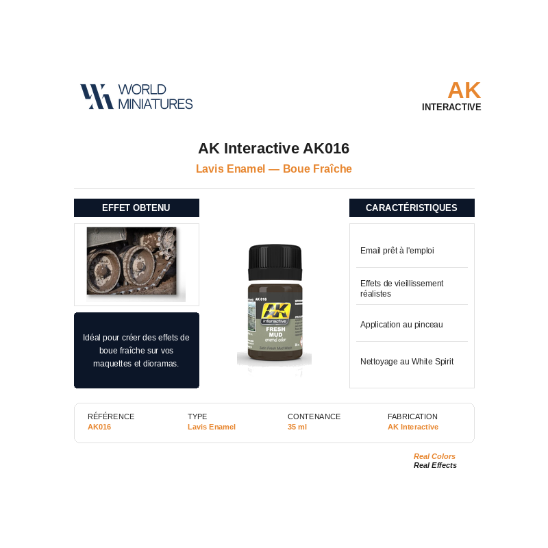 AK Interactive AK016 – Lavis Enamel “Boue fraîche” – 35 ml