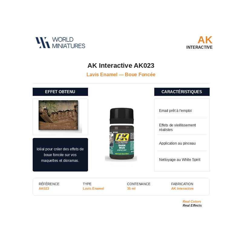 AK Interactive AK023 – Lavis Enamel “Boue foncée” – 35 ml