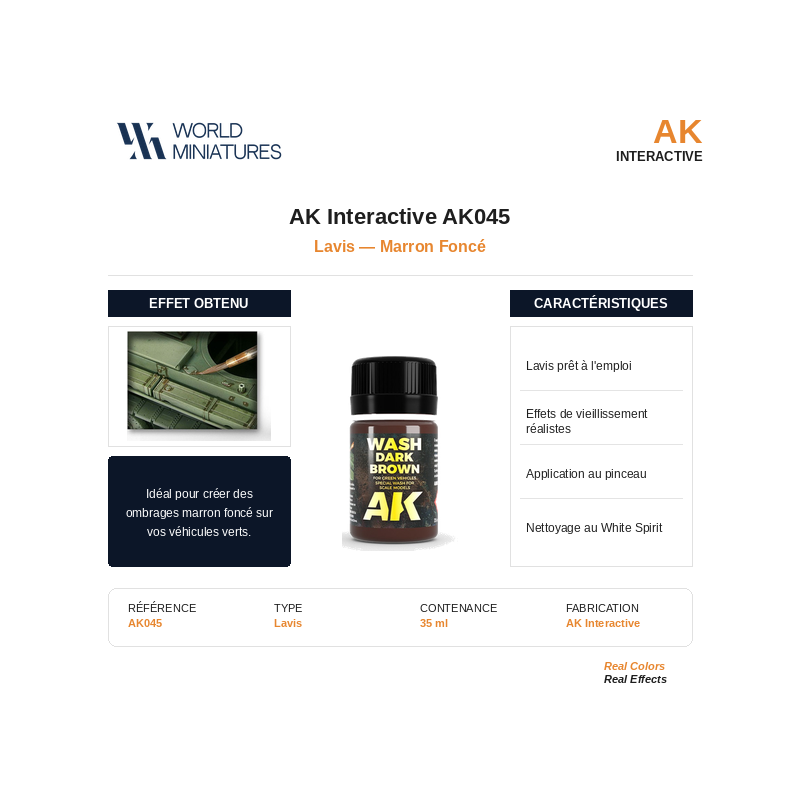 AK Interactive AK045 – Lavis Marron Foncé (35 ml)