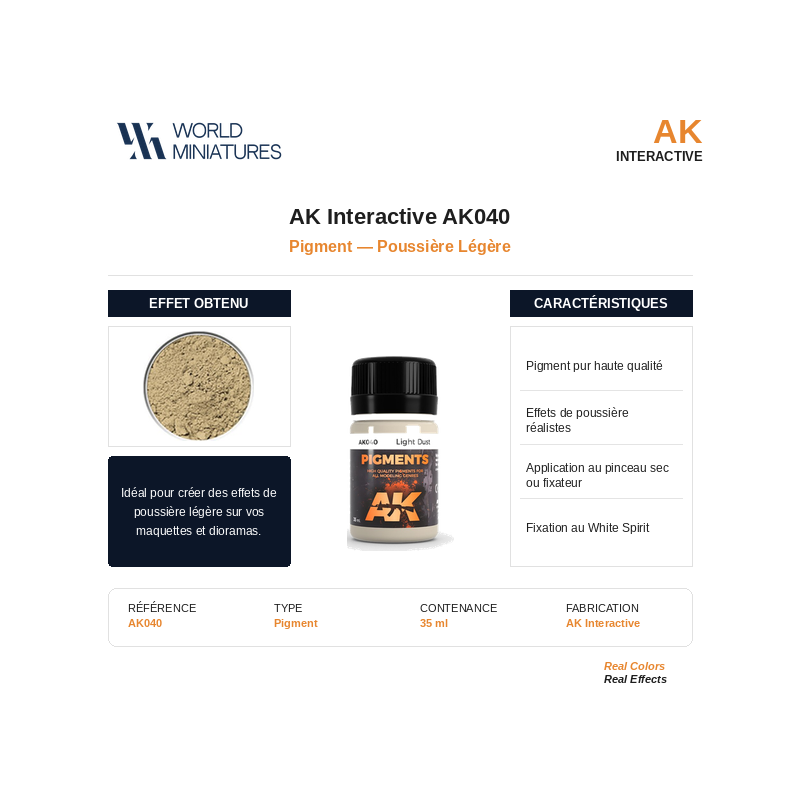 AK Interactive AK040 – Pigment “Poussière légère” – 35 ml