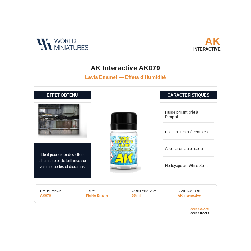 AK Interactive AK079 – Lavis Enamel Effets d’Humidité – 35 ml