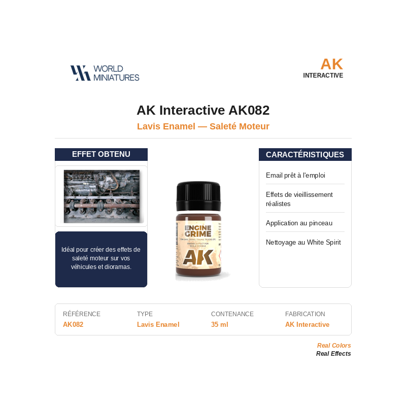 AK Interactive AK082 – Peinture Enamel Saleté moteur – 35 ml