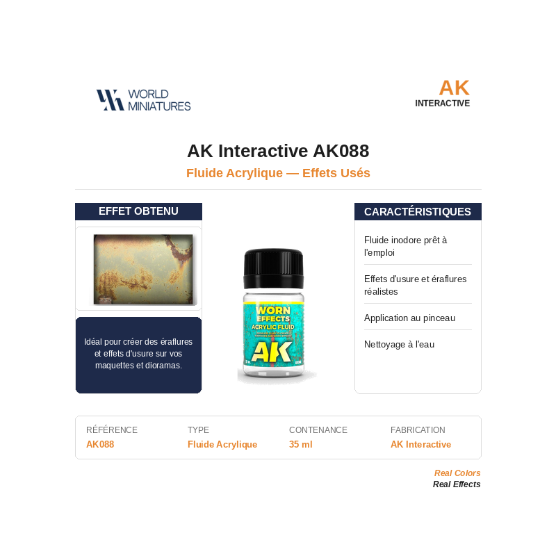 AK Interactive AK088 – Fluide Acrylique Effets Usés – 35 ml