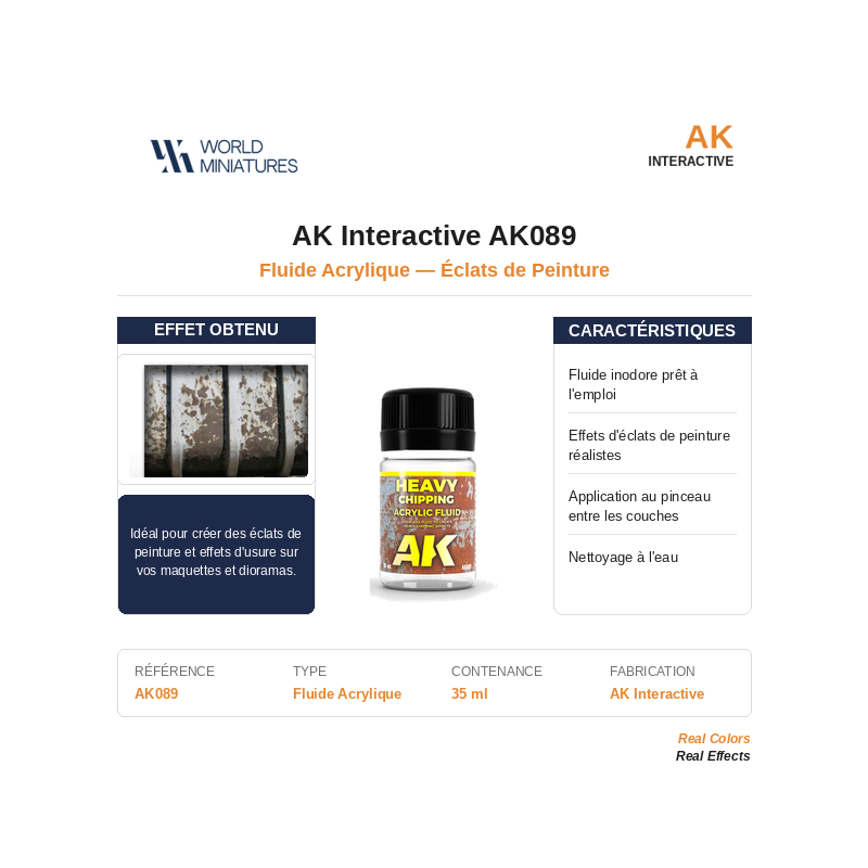 AK Interactive AK089 – Lavis Fluide Éclats de Peinture – 35 ml