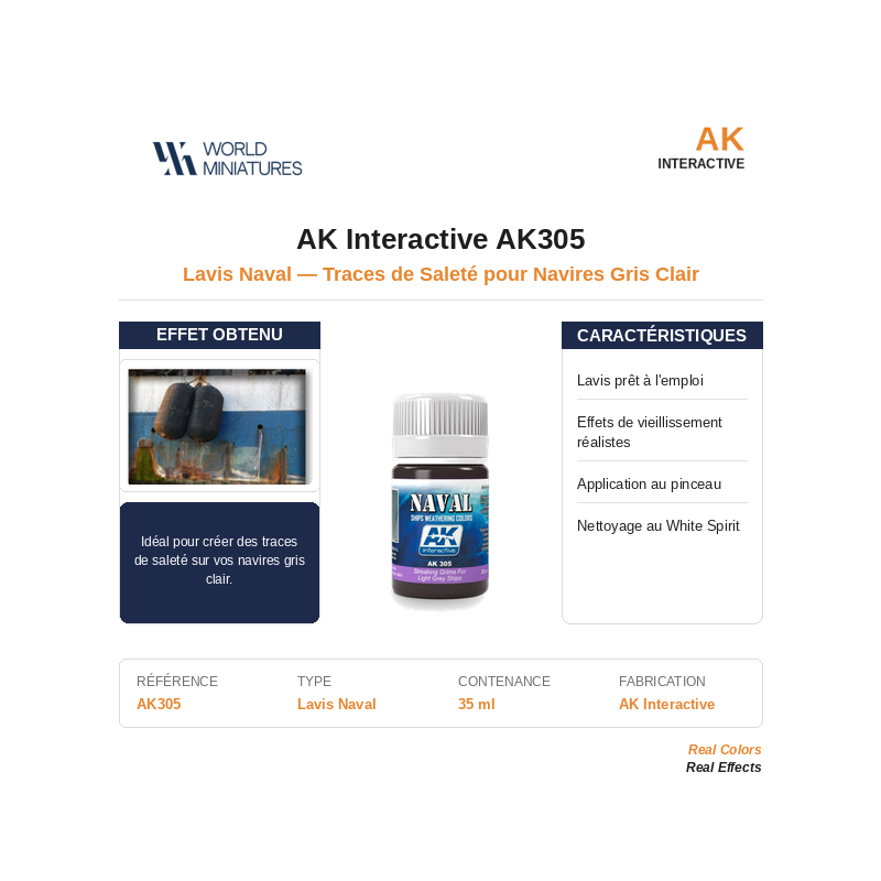 AK Interactive AK305 – Lavis Traces de Saleté Pour Navires Gris Clair – 35 ml