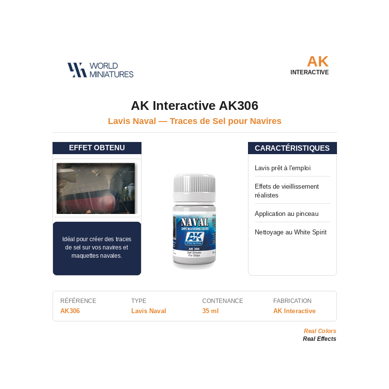 AK Interactive AK306 – Lavis Traces de Sel Pour Navires – 35 ml