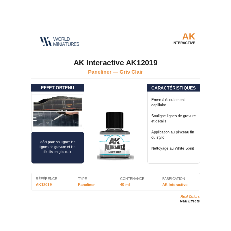 Ak Interactive Ak12019 Paneliner Gris Clair 40ml