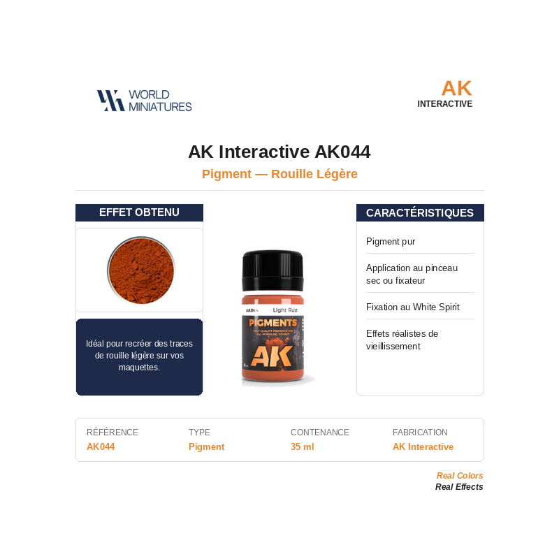 AK Interactive AK044 – Pigments Rouille Légère – 35 ml