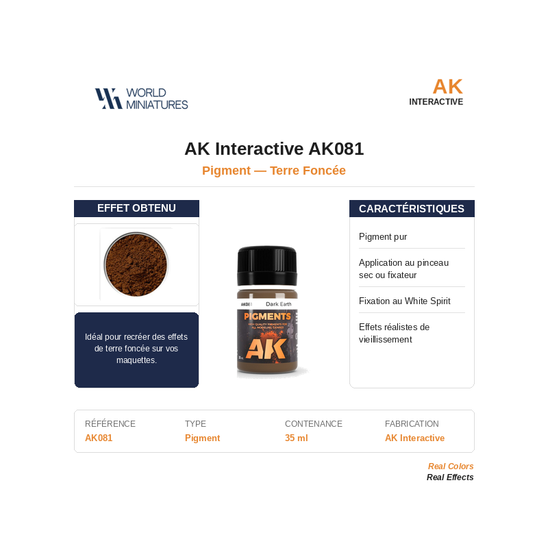 AK Interactive AK081 – Pigments Terre Foncée – 35 ml