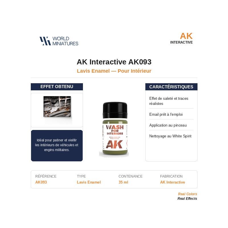 AK Interactive AK093 – Lavis Émail pour Intérieur – 35 ml